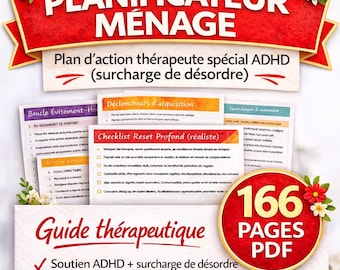 Liste de contrôle ménage français + planning ménage | Planner ménage TDAH PDF imprimable | Nettoyage maison + organisation maison