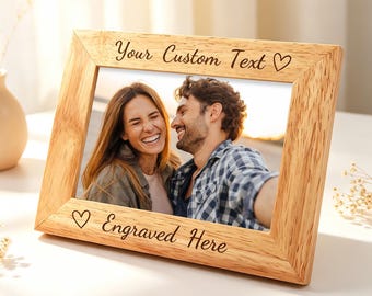 Marco de fotos personalizado e impresión de fotos, regalo personalizado grabado en madera maciza/Su logotipo/Aceptamos precios al por mayor
