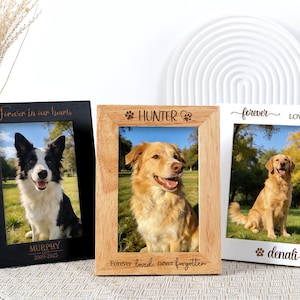Personalized Dog Memorial Wood Frame,Memorial Frame, Custom Engraved Pet Loss Photo Frame, Dog Memorial Gifts
