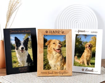 Personalized Dog Memorial Wood Frame,Memorial Frame, Custom Engraved Pet Loss Photo Frame, Dog Memorial Gifts