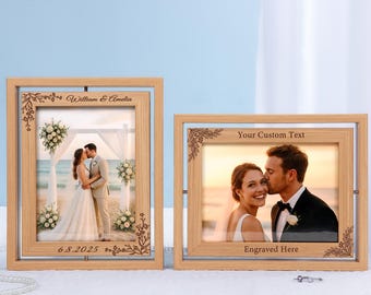 Wedding Favors for Guests, Personalized Rotating Picture Frame Custom Engraved, Groomsmen Gift, Bridesmaid Proposal, Parents Thank You Gift