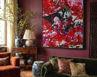 Lucky charm | expressive red abstract canvas art