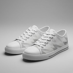 White Canvas Lightning Bolt Sneakers | Minimal Street Style Low Top Shoes