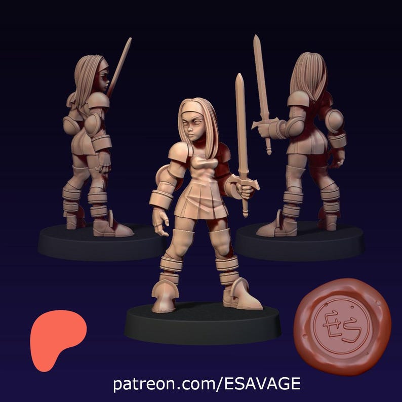 Tactics Squire – drukowana w 3D miniatura do gry planszowej – Ethan Savage Studios zdjęcie 2