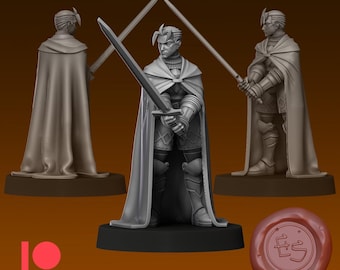 Tactics Knight  3D Printed Tabletop Video Game Miniature - Ethan Savage Studios