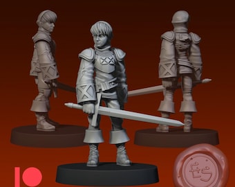 Tactics Squire  3D Printed Tabletop Video Game Miniature - Ethan Savage Studios
