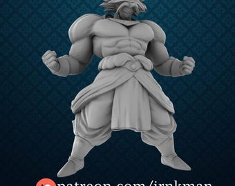 May include: A gray figurine of a muscular character in a dynamic pose, with spiky hair and detailed clothing. The figure is standing with clenched fists. The image includes the text "patreon.com/irnkman".