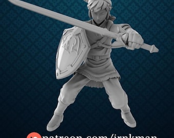 Sword Hero 3D Printed Tabletop Video Game Miniature - Irnkman's Minis