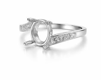 925 Sterling Silver Oval Ring Setting | 5x7mm Semi Mount Ring Blank | DIY Solitaire Ring Base for Jewelry Making |  Mounting with Prongs