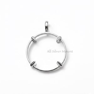 Solid 925 sterling Silver Round Bezel Blank Pendant For Coin Setting : Coin Connector Setting 4 prong Pendant