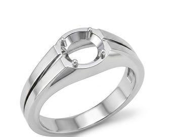 Solid 925 sterling silver Blank 6mm Round Bezel Ring  pre Notched Ring for Gemstone Setting Semi Mount Ring Great For Stone for Cabochon