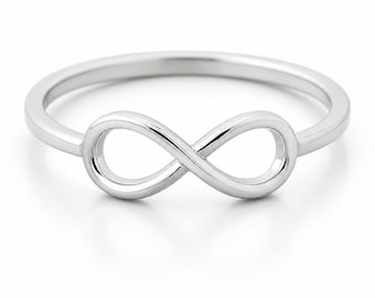 Infinity Ring Sterling Silver, Minimalist Infinity Band Ring, Dainty Promise Ring, Stackable Silver Ring, Infinity Symbol Jewelry Gift
