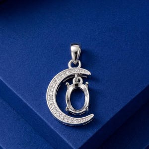 Solide 925 Sterlingsilber Blank Lünette Runde 5 x 7 mm Pre-gekerbte Anhänger für Edelstein-Einstellung Semi Mount Anhänger ideal für Steinfassung