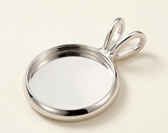Solid 925 sterling silver Blank Bezel Round 5mm - 25mm pre Notched Pendant for Gemstone Setting Semi Mount Pendant Great For Stone Setting