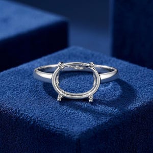 Solid 925 sterling silver Blank Oval Bezel Ring  pre Notched Ring for Gemstone Setting Semi Mount Ring Great For Stone Setting for Cabochon