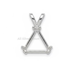 May include: A silver-colored pendant setting with a triangular design. The setting has a V-shaped top and a horizontal bar at the base, with small spherical accents at the corners. The text "All Silver Mount" is visible.