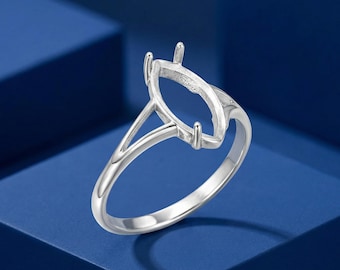 Solid 925 sterling silver Blank Marquise Prong Ring for Gemstone Setting Semi Mount Ring Great For Stone Setting All Sizes Available