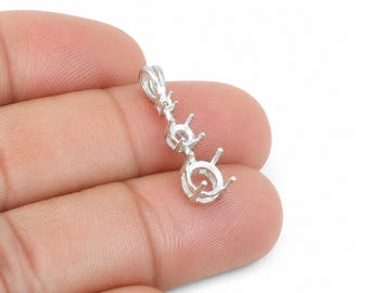 Sterling Silver Round Collet Pendant Setting 6mm 4mm 1.5mm | Multi Stone Mount | DIY Jewelry Supply | Gemstone Pendant | 925 Silver Finding