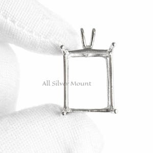 Colgante de plata de ley 925 maciza con forma de rectángulo en blanco de 5 x 7 mm a 13 x 18 mm con engaste semiprecioso para engaste de piedras preciosas facetadas.