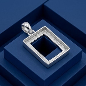 925 sterling silver Blank Bezel Rectangle 5x7mm-20x15mm pre Notched Pendant for Gemstone Setting Semi Mount Pendant Great For Stone Setting