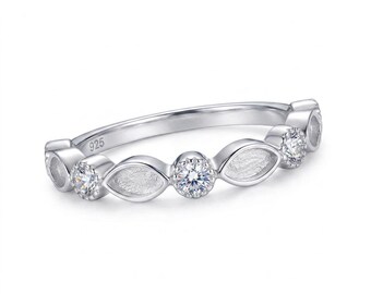 Dainty Marquise Bezel Ring in Sterling Silver, Marquise 2x4mm Stackable Band for Her, Simple Everyday Jewelry, Art Deco Inspired Gift