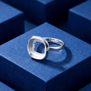 Massivt 925 sterlingsilver Blank rund bezel 8 mm förskårad ring för ädelstensinfattning Semi-monterad ring Perfekt för steninfattning