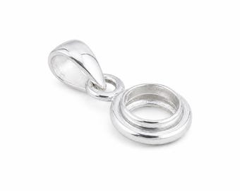 925 Sterling Silver Round Pendant Setting, Open Back Bezel Pendant Mount, DIY Gemstone Jewelry Making, Cabochon Holder, Empty Stone Setting
