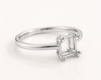 5mm Square Ring Setting, Solitaire Engagement Ring Mount, Sterling Silver Semi Mount, 4 Prong Square Setting, DIY Gemstone Ring Blank