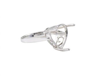 8mm Heart Ring Setting Sterling Silver Semi Mount Engagement Ring Blank Heart Cut Solitaire Mounting DIY Gemstone Ring Gift
