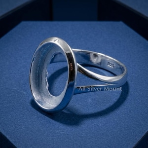925 sterlingsilver blank oval bezelring förskårad ring för ädelstensinfattning halvmonterad ring utmärkt för steninfattning minnessmycken