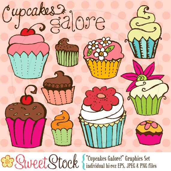 Cupcakes Galore Vector Graphics Set for Personal and Etsy