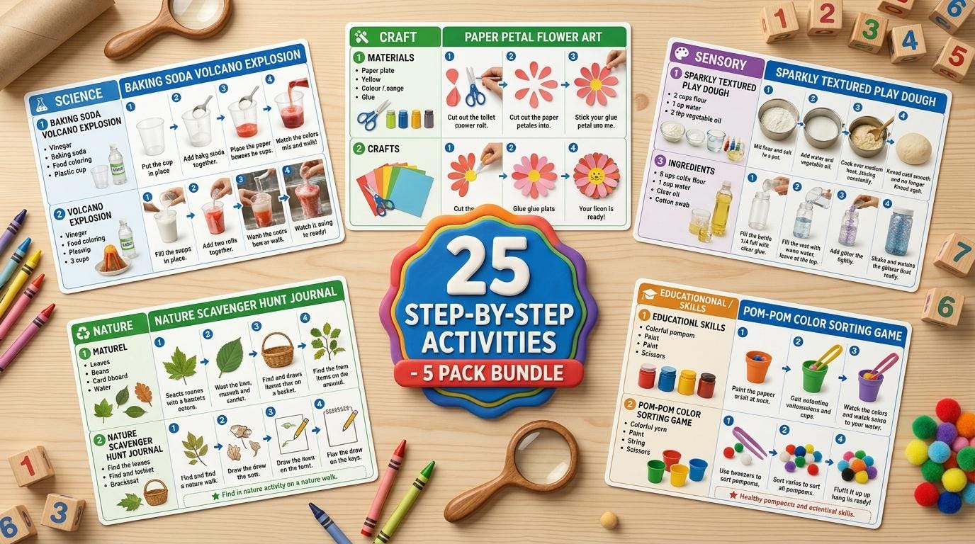 Step-by-step Activity Cards Mega Bundle, 25 Visual Learning Guides for ...