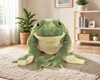 Peluche gigante de rana de 56 cm (22 pulgadas), suave, de peluche, almohada, regalo para niños, decoración de habitación.