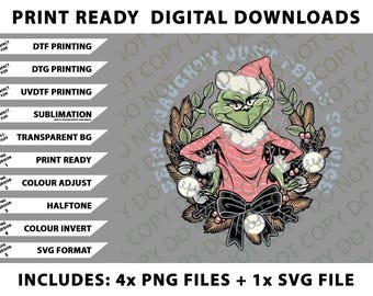 Being Naughty Feels So Nivce, Green Monster, Christmas, Png Bundle, Digital Downloads