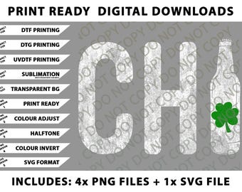 Chi Chicago Beer Bottle Irish St Patricks Day Png Bundle, Digital Downloads