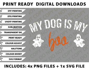 Womens My Dog Is My Boo Funny Dog Owner Halloween Costume V-Neck Png Bundle, Digital Downloads