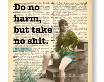 Do No Harm But Take No Shit Art Print Quote Wall Art Print Dictionary Art Print Inspirational Wall Art Vintage Decor