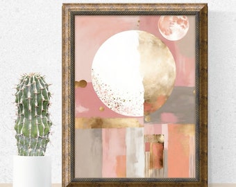 Arte digital abstracto sereno, decoración moderna de la habitación, DESCARGA DIGITAL, Arte mural contemporáneo, Arte imprimible, Pintura abstracta, Rosa, Melocotón No 09