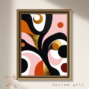 Abstrakte digitale Kunst Druck, zeitgenössische Wandkunst, herunterladbare KUNST, modernes Zimmer Dekor, druckbare Kunst, Rosa, Schwarz, Nr. 19