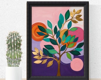 Arte mural botánico moderno, impresión de arte abstracto, DESCARGA DIGITAL, cartel boho colorido, arte imprimible, obras de arte coloridas, No. 14