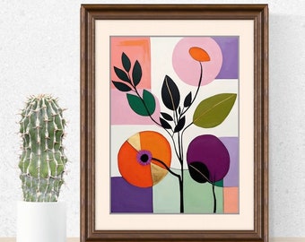 Arte de pared botánico, impresión abstracta grande, DESCARGA DIGITAL, cartel boho, arte de pared colorido, arte imprimible, 08