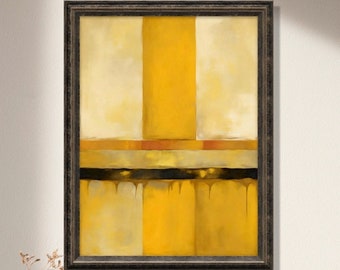 Impresión de pintura abstracta minimalista soleada, decoración de pared moderna contemporánea, ARTE DESCARGABLE, decoración de pared digital, amarillo, No. 18