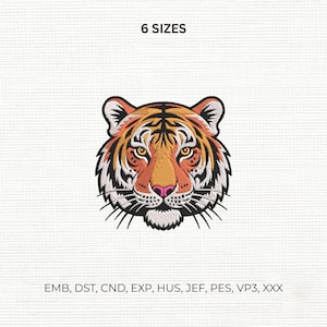 Desenho de Bordado de Rosto de Tigre: Vida Selvagem, Animal, Selva, Safári, Arquivo de Bordado para Máquina DST PES