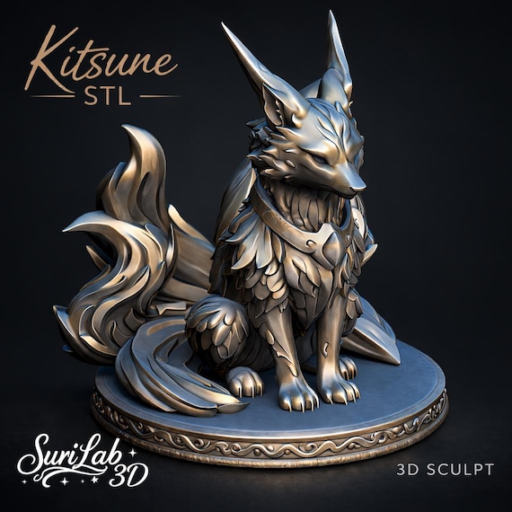 Nine Tailed Kitsune STL | Japanese Fox Spirit 3D Print Figurine