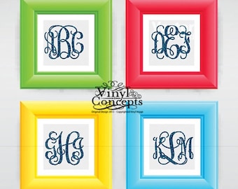 Four 2" Fancy Monogram Decal - Speicaly Colors Only - Vinyl Wall Art