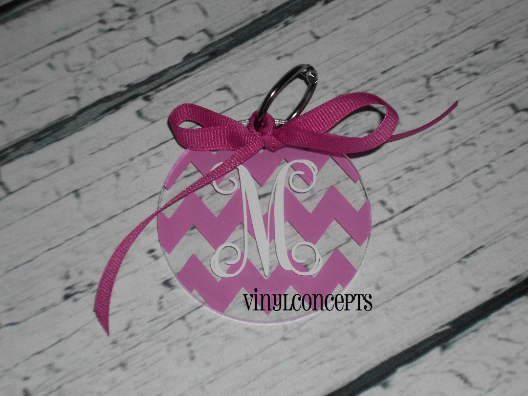 Acrylic Keychain with Chevron and Monogram Vinyl Wall Art ...