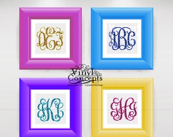 4 Small Monogram Decal - Specialty Colors Only - Up to 4 colors - Vinyl Wall Art