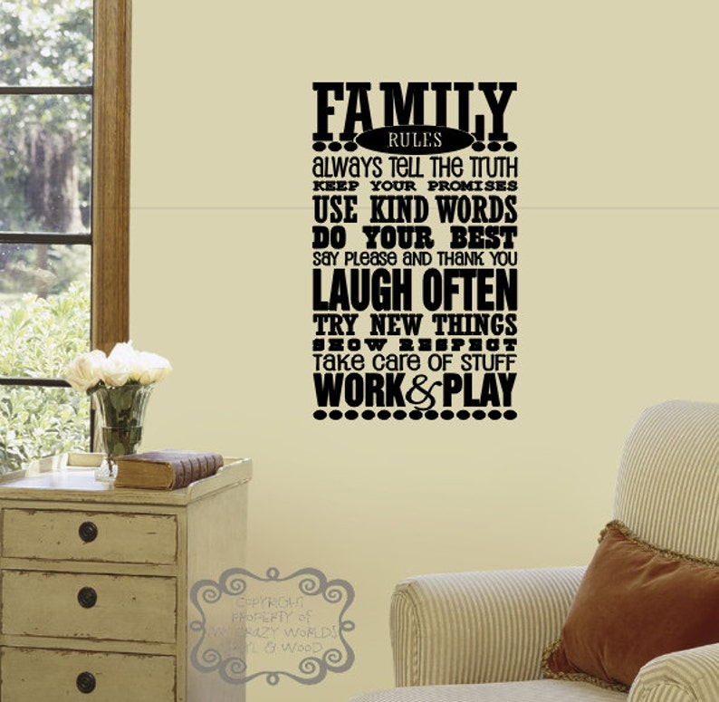 Family Rules Vinyl Wall Art Etsy