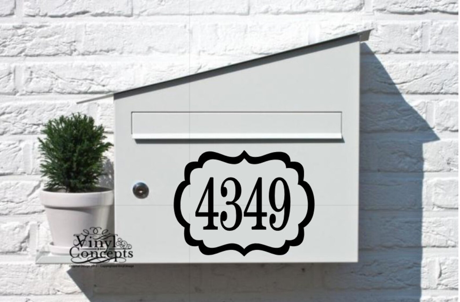 Mailbox Numbers With Frame Vinyl Wall Art Etsy