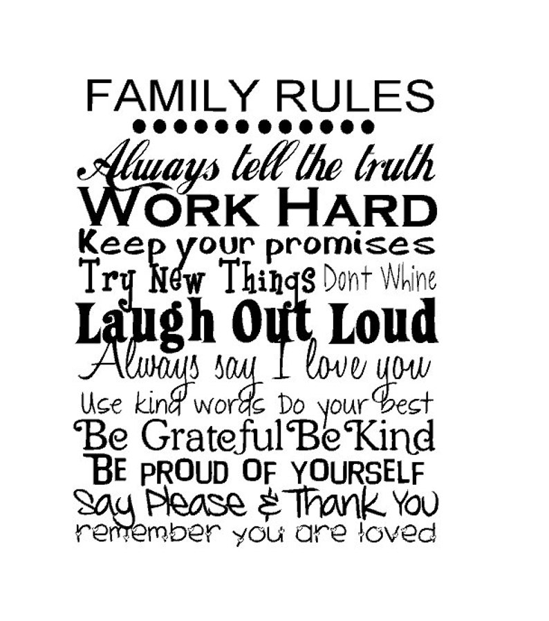 Family Rules Vinyl Wall Art Etsy